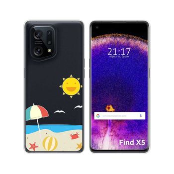 Funda Silicona Transparente Para Oppo Find X5 5g Diseño Playa