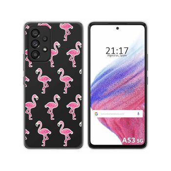 Funda Silicona Transparente Para Samsung Galaxy A53 5g Diseño Flamenco