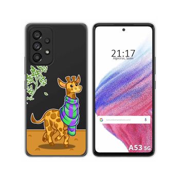 Funda Silicona Transparente Para Samsung Galaxy A53 5g Diseño Jirafa