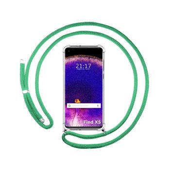 Funda Colgante Transparente Para Oppo Find X5 5g Con Cordon Verde Agua