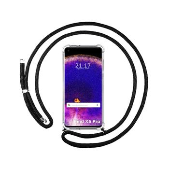 Funda Colgante Transparente Para Oppo Find X5 Pro 5g Con Cordon Negro