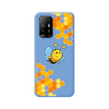 Funda Silicona Líquida Azul Para Oppo A94 5g Diseño Abeja