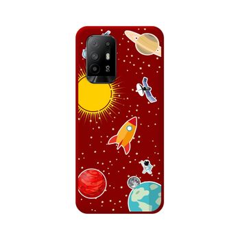 Funda Silicona Líquida Roja Para Oppo A94 5g Diseño Espacio