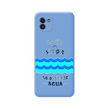 Funda Silicona Líquida Azul Para Samsung Galaxy A03 Diseño Agua