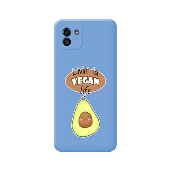 Funda Silicona Líquida Azul Para Samsung Galaxy A03 Diseño Vegan Life