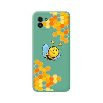 Funda Silicona Líquida Verde Para Samsung Galaxy A03 Diseño Abeja