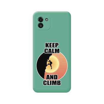 Funda Silicona Líquida Verde Para Samsung Galaxy A03 Diseño Hombre Escalada