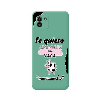 Funda Silicona Líquida Verde Para Samsung Galaxy A03 Diseño Vaca