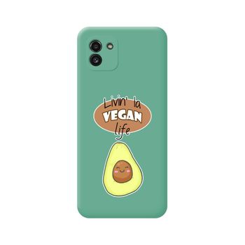 Funda Silicona Líquida Verde Para Samsung Galaxy A03 Diseño Vegan Life