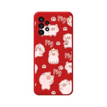 Funda Silicona Líquida Roja Para Samsung Galaxy A13 4g Diseño Cerdos