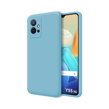 Funda Silicona Líquida Ultra Suave Para Vivo Y55 5g Color Azul