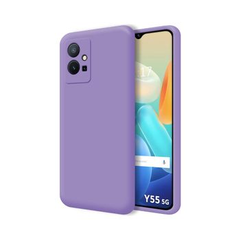 Funda Silicona Líquida Ultra Suave Para Vivo Y55 5g Color Morada