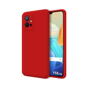 Funda Silicona Líquida Ultra Suave Para Vivo Y55 5g Color Roja