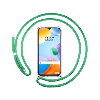 Funda Colgante Transparente Para Xiaomi Redmi 10c Con Cordon Verde Agua