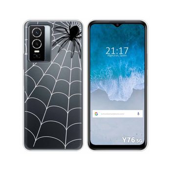 Funda Silicona Transparente Para Vivo Y76 5g Diseño Araña