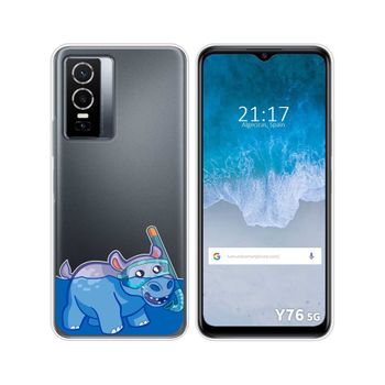 Funda Silicona Transparente Para Vivo Y76 5g Diseño Hipo