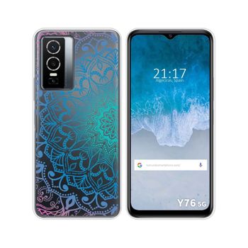 Funda Silicona Transparente Para Vivo Y76 5g Diseño Mandala