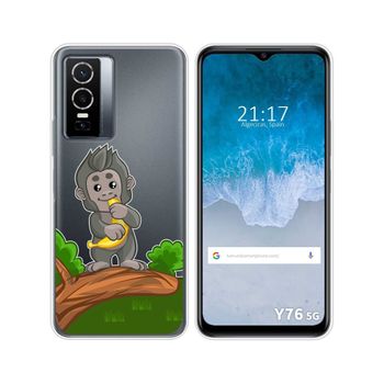 Funda Silicona Transparente Para Vivo Y76 5g Diseño Mono