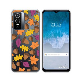 Funda Silicona Transparente Para Vivo Y76 5g Diseño Otoño