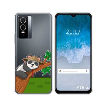 Funda Silicona Transparente Para Vivo Y76 5g Diseño Panda