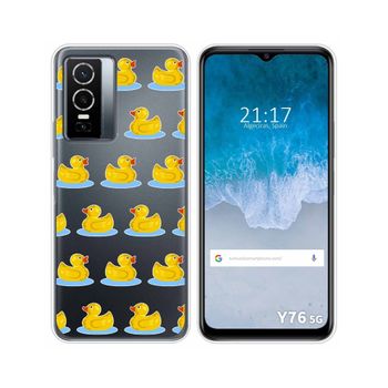 Funda Silicona Transparente Para Vivo Y76 5g Diseño Pato