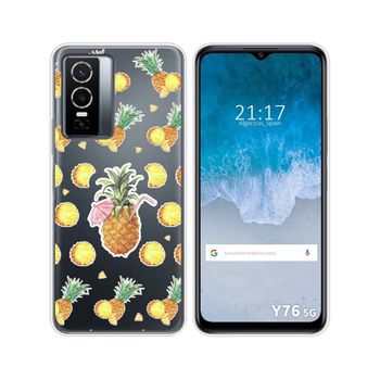 Funda Silicona Transparente Para Vivo Y76 5g Diseño Piña