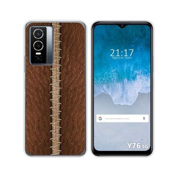 Funda Silicona Para Vivo Y76 5g Diseño Cuero 01