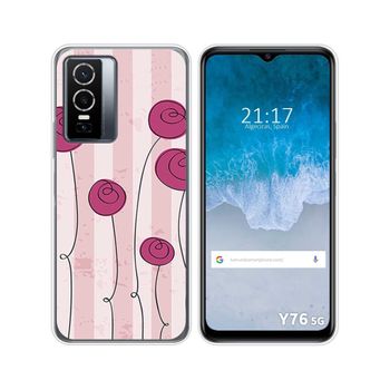 Funda Silicona Para Vivo Y76 5g Diseño Flores Vintage