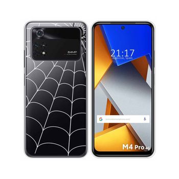 Funda Silicona Transparente Para Xiaomi Poco M4 Pro 4g Diseño Araña