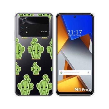 Funda Silicona Transparente Para Xiaomi Poco M4 Pro 4g Diseño Cactus