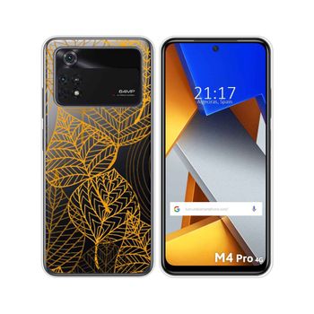 Funda Silicona Transparente Para Xiaomi Poco M4 Pro 4g Diseño Hojas