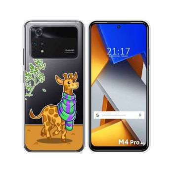 Funda Silicona Transparente Para Xiaomi Poco M4 Pro 4g Diseño Jirafa