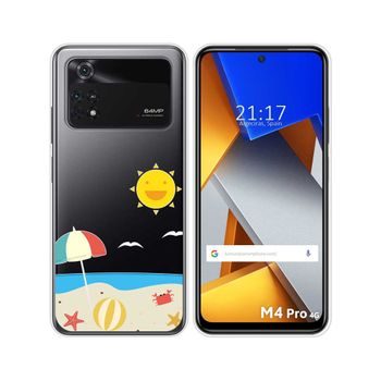 Funda Silicona Transparente Para Xiaomi Poco M4 Pro 4g Diseño Playa