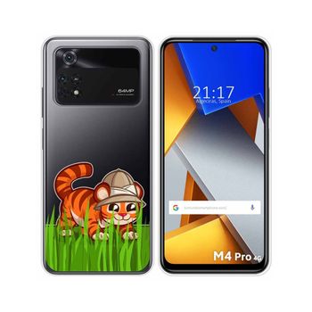 Funda Silicona Transparente Para Xiaomi Poco M4 Pro 4g Diseño Tigre