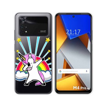 Funda Silicona Transparente Para Xiaomi Poco M4 Pro 4g Diseño Unicornio