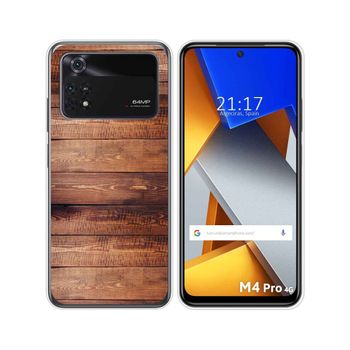 Funda Silicona Para Xiaomi Poco M4 Pro 4g Diseño Madera 02