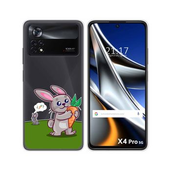 Funda Silicona Transparente Para Xiaomi Poco X4 Pro 5g Diseño Conejo