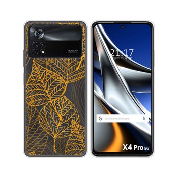 Funda Silicona Transparente Para Xiaomi Poco X4 Pro 5g Diseño Hojas