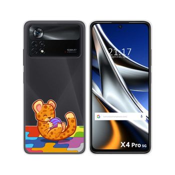 Funda Silicona Transparente Para Xiaomi Poco X4 Pro 5g Diseño Leopardo