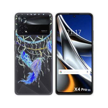 Funda Silicona Transparente Para Xiaomi Poco X4 Pro 5g Diseño Plumas