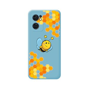 Funda Silicona Líquida Azul Para Oppo Find X5 Lite 5g Diseño Abeja