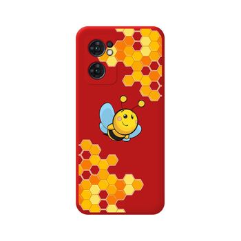 Funda Silicona Líquida Roja Para Oppo Find X5 Lite 5g Diseño Abeja