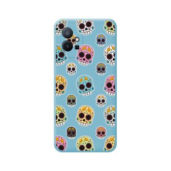 Funda Silicona Líquida Azul Para Vivo Y55 5g Diseño Catrina