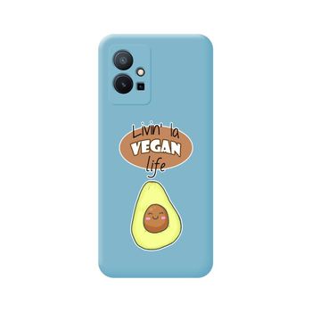 Funda Silicona Líquida Azul Para Vivo Y55 5g Diseño Vegan Life