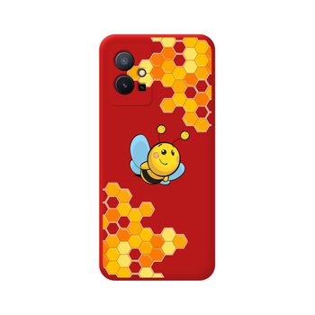 Funda Silicona Líquida Roja Para Vivo Y55 5g Diseño Abeja