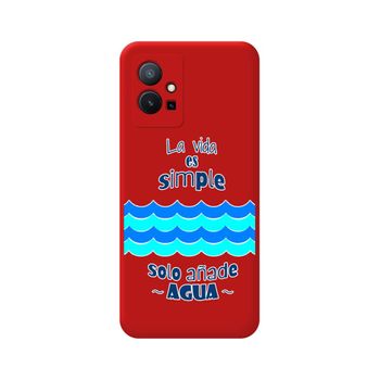 Funda Silicona Líquida Roja Para Vivo Y55 5g Diseño Agua