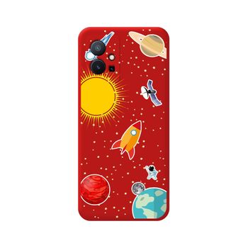 Funda Silicona Líquida Roja Para Vivo Y55 5g Diseño Espacio