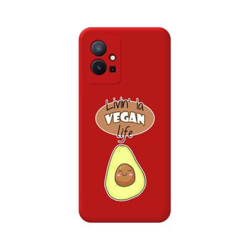 Funda Silicona Líquida Roja Para Vivo Y55 5g Diseño Vegan Life