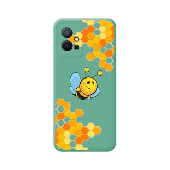 Funda Silicona Líquida Verde Para Vivo Y55 5g Diseño Abeja