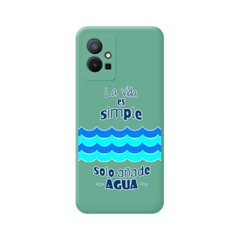 Funda Silicona Líquida Verde Para Vivo Y55 5g Diseño Agua